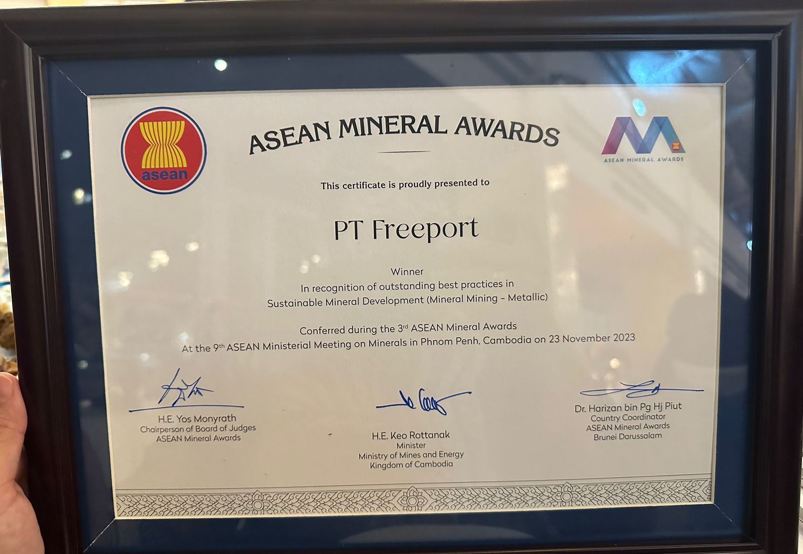 PTFI Raih Good Mining Practice di ASEAN Mineral Awards 2023