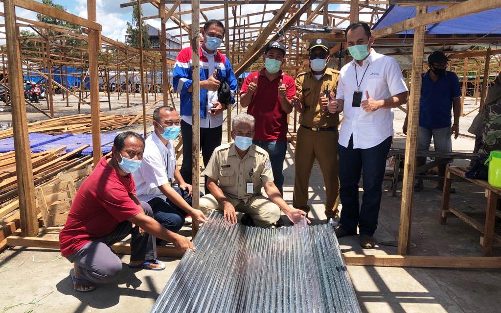 Pertagas Bantu Material untuk Pasar Darurat Lhoktuan